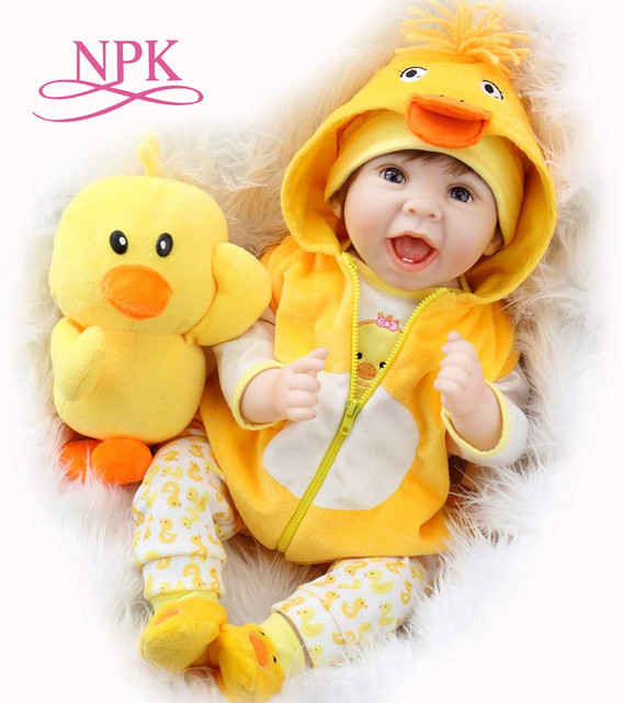 Npk, boneca de bebê reborn original 55cm, bebê recém-nascido realista,  conjunto de vestido de pato, boneca adorável com peso facial, cabelo  enraizado de alta qualidade - AliExpress